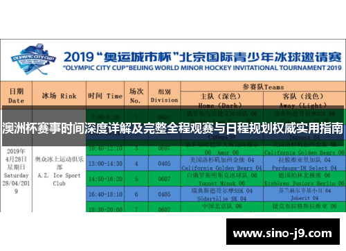 澳洲杯赛事时间深度详解及完整全程观赛与日程规划权威实用指南